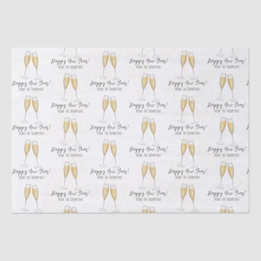 ハッピーニューイヤーパーティーシャンパンウォーター色金ゴールド 薄葉紙 (正面)