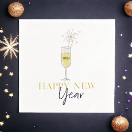 ハッピーニューイヤーパーティーシャンパンスパークラーイヤー スタンダードカクテルナプキン