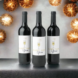 ハッピーニューイヤーパーティーシャンパンスパークラーイヤー ワインラベル