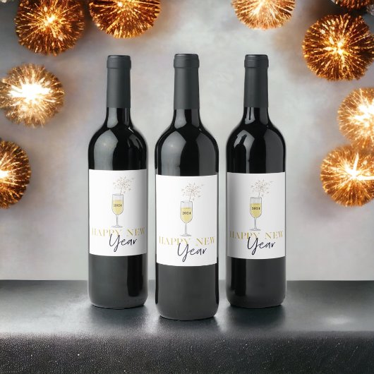 ハッピーニューイヤーパーティーシャンパンスパークラーイヤー ワインラベル