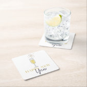 ハッピーニューイヤーパーティーシャンパンスパークラー スクエアペーパーコースター (インサイチュ)