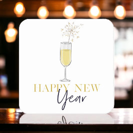 ハッピーニューイヤーパーティーシャンパンスパークラー スクエアペーパーコースター