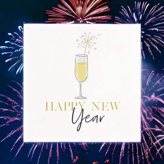 ハッピーニューイヤーパーティーシャンパンスパークラー スタンダードカクテルナプキン