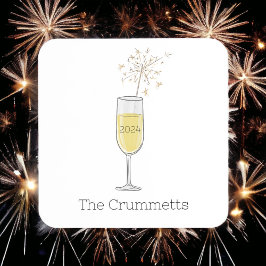 ハッピーニューイヤーパーティーホリデーシャンパーニュカスタムー コースター