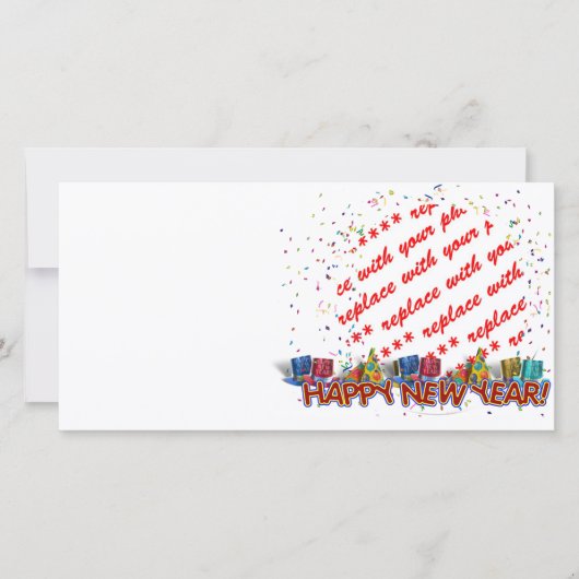 ハッピーニューイヤーパーティー帽子フォトフレーム シーズンカード (正面)