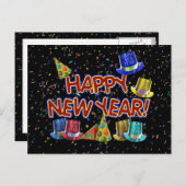 ハッピーニューイヤーパーティー帽子 シーズンポストカード (正面/裏面)