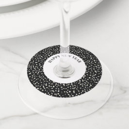 ハッピーニューイヤーパーティー紙吹雪スター白黒 ワイングラスタグ