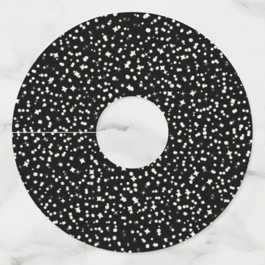 ハッピーニューイヤーパーティー紙吹雪スター白黒 ワイングラスタグ (裏面)