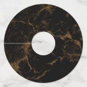 ハッピーニューイヤーパーティー金ゴールドブラックマーブル ワイングラスタグ (裏面)