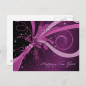 ハッピーニューイヤーパープルシャンパンポストカード シーズンポストカード (正面/裏面)