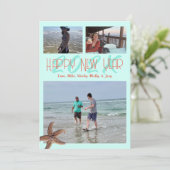 ハッピーニューイヤーヒトデ写真テンプレートカード 招待状 (スタンド正面)