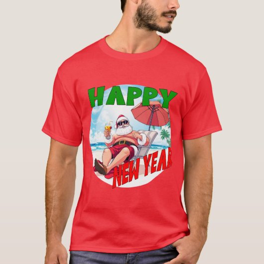 ハッピーニューイヤービーチサンタ Tシャツ (正面)