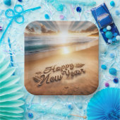 ハッピーニューイヤービーチサンライズ ペーパープレート (パーティー)