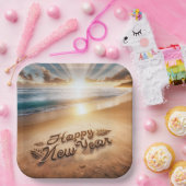 ハッピーニューイヤービーチサンライズ ペーパープレート (パーティー)