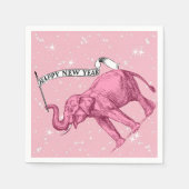 ハッピーニューイヤーピンクエレファントカクテルパーティー スタンダードカクテルナプキン (正面)