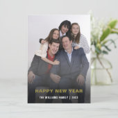 ハッピーニューイヤーファミリーフォトミニマルタイポグラフィー シーズンカード (スタンド正面)