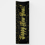 ハッピーニューイヤーファミリーラージブラック金ゴールド 横断幕 (縦)