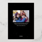 ハッピーニューイヤーファンキーおもしろいレトロ黒金ゴールド写真 箔シーズンカード (裏面)