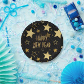 ハッピーニューイヤーフェイクゴールデンスター ペーパープレート (パーティー)