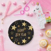 ハッピーニューイヤーフェイクゴールデンスター ペーパープレート (パーティー)