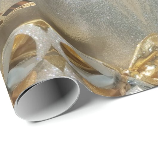 ハッピーニューイヤーフェイクゴールドフォイルスクリプエレガントトChic ラッピングペーパー (ロールコーナー)