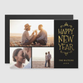 ハッピーニューイヤーフェイクフォイル3フォト磁気カード (正面/裏面)