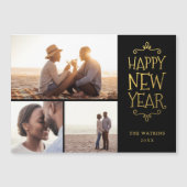 ハッピーニューイヤーフェイクフォイル3フォト磁気カード (正面)