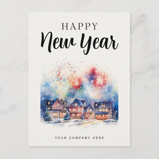 ハッピーニューイヤーフェスティバルハウス花火リアルティ シーズンポストカード (正面)