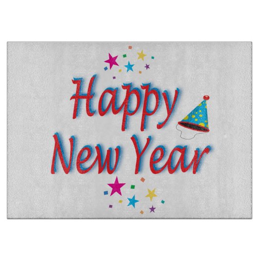 ハッピーニューイヤーフェスティバルパーティーカラフル叙事詩 カッティングボード (正面)