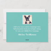 ハッピーニューイヤーフォトカードトロピカルティール（緑がかった色）金ゴールドドット シーズンカード (裏面)