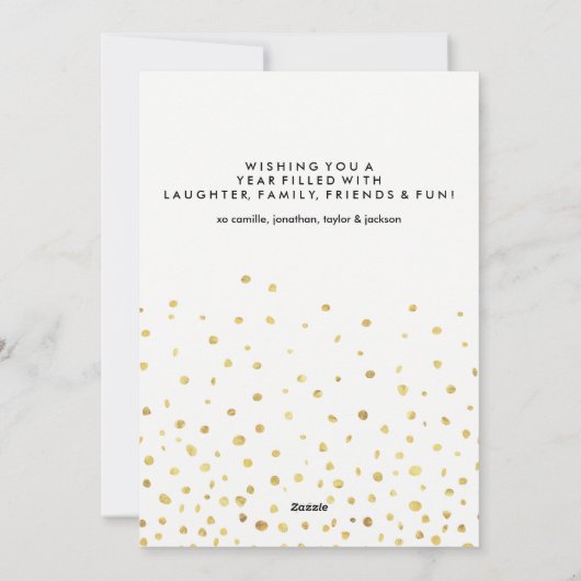 ハッピーニューイヤーフォトフェスティバルシック金ゴールドグリッター シーズンカード (裏面)