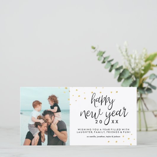 ハッピーニューイヤーフォトフェスティバルシック金ゴールド紙吹雪 シーズンカード (スタンド正面)