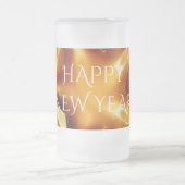 ハッピーニューイヤーブラウン金ゴールド銅エレガント星 フロストグラスビールジョッキ (中央)