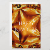 ハッピーニューイヤーブラウン金ゴールド銅エレガント星 便箋 (正面/裏面)