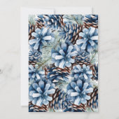 ハッピーニューイヤーブルーピネコーンフラットカード 招待状 (裏面)