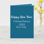 ハッピーニューイヤーブルー名所年ボホシンプル カード (黄色い花)