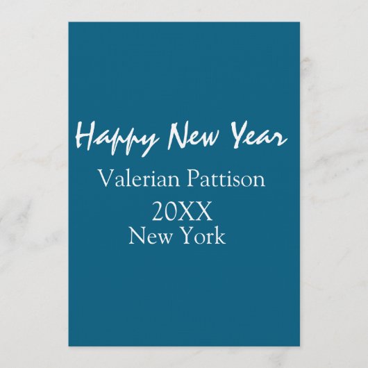 ハッピーニューイヤーブルー名所年ボホーシンプル 招待状 (正面)