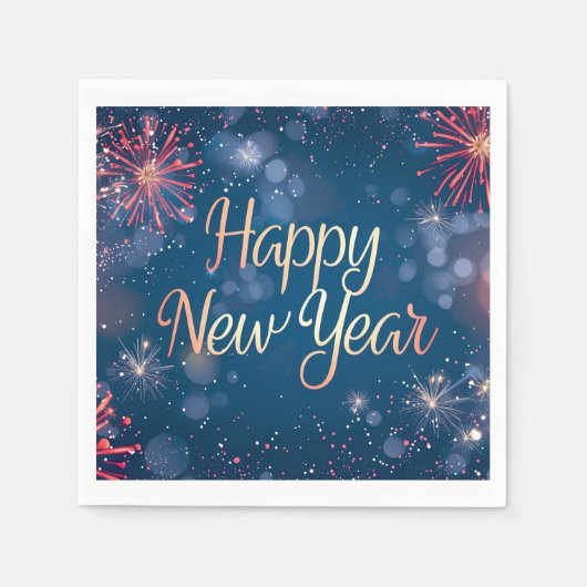 ハッピーニューイヤーペーパーナプキン スタンダードカクテルナプキン (正面)