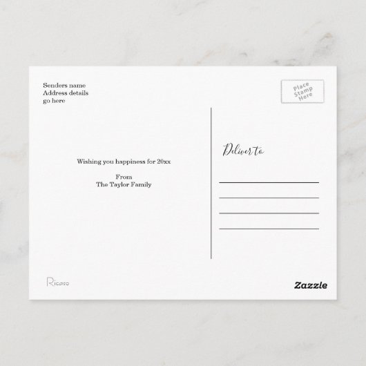 ハッピーニューイヤーホリデパーソナライズされたー ポストカード (裏面)