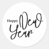 ハッピーニューイヤーホワイトシンプル ラウンドシール (正面)