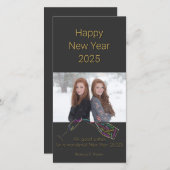 ハッピーニューイヤーボトルガラス色モチベーション写真 シーズンカード (正面/裏面)