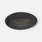 ハッピーニューイヤーボトルグラスカラフルモチベーション ペーパープレート (アングル)