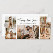 ハッピーニューイヤーミニマルスクリ数々のプトフォトホリデー シーズンカード (正面/裏面)