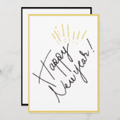 ハッピーニューイヤーミニマル クラシック グリーティングカード シーズンカード (正面/裏面)