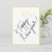 ハッピーニューイヤーミニマル クラシック グリーティングカード シーズンカード (スタンド正面)