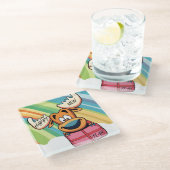 ハッピーニューイヤームース – フェスティバルお祝いデザイン ガラスコースター (アングル)