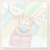 ハッピーニューイヤームース – フェスティバルお祝いデザイン ガラスコースター (裏面)