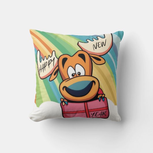 ハッピーニューイヤームース – フェスティバルお祝いデザイン クッション (正面)