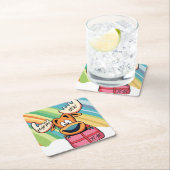 ハッピーニューイヤームース – フェスティバルお祝いデザイン スクエアペーパーコースター (インサイチュ)