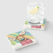 ハッピーニューイヤームース – フェスティバルお祝いデザイン ストーンコースター (横)